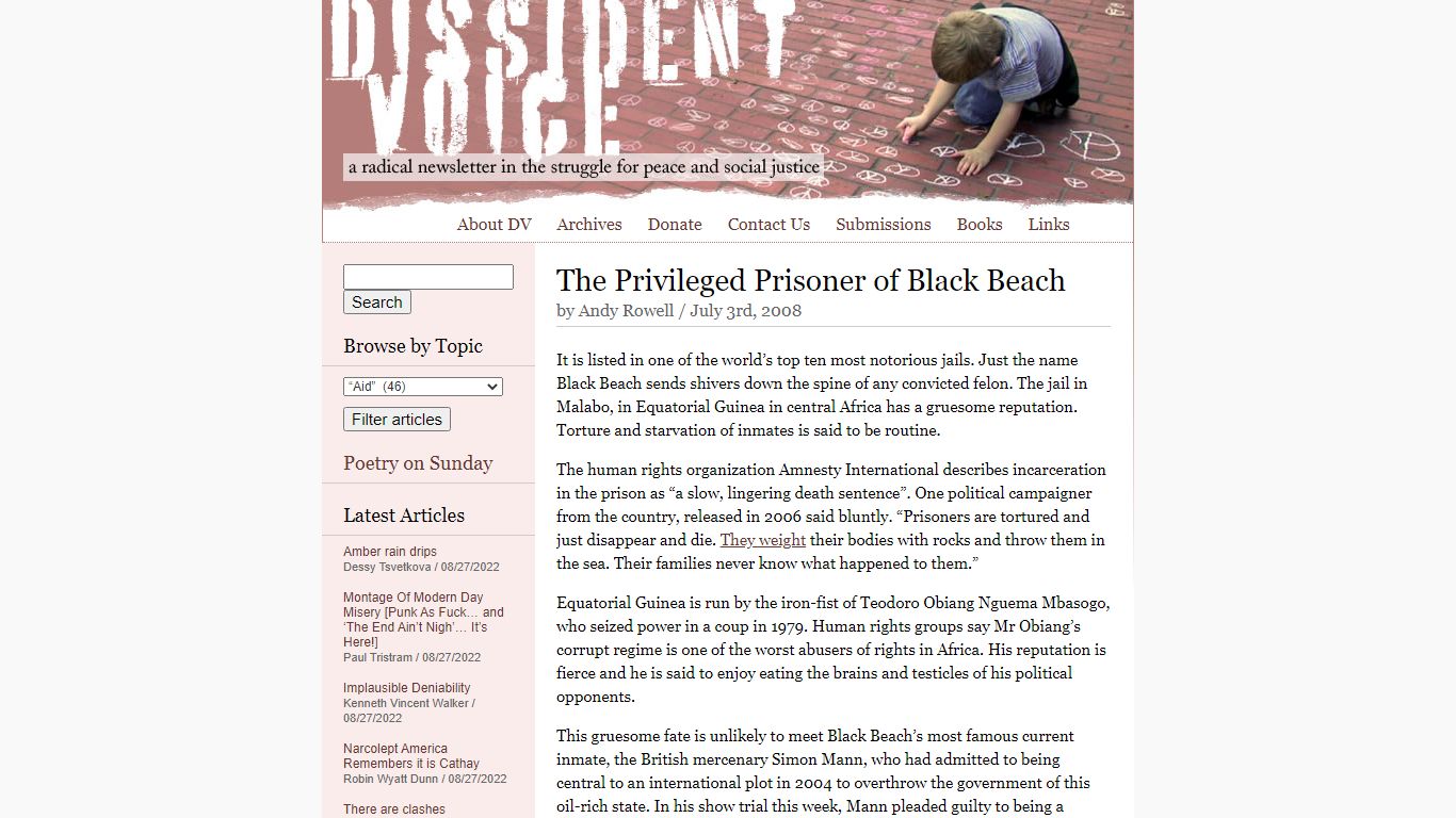 The Privileged Prisoner of Black Beach | Dissident Voice